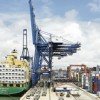 A ship unloads cargo at the port of Colon at the Carribean entrance of the Panama Canal