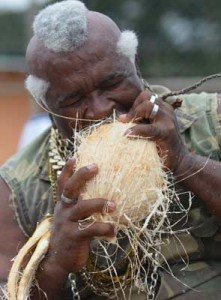 'Coconut Peeler', Andres Gardin, at the tender age of 64, is hell-bent on gnawing his way into the Guinness Book of World Records.