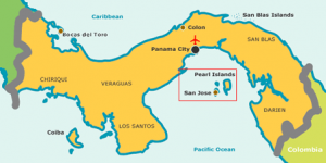 A map of San San Jose Island in Panama still has chemical munitions left by US Soldiers more than 60 years ago.